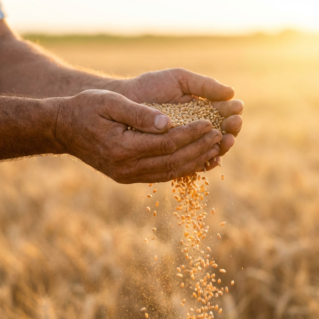 Hands holding wheat